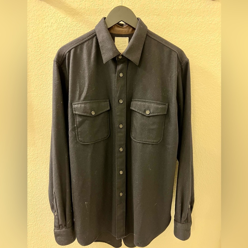 Billy Reid Wool Overshirt in Navy